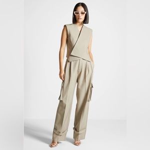 Maniere De Voir Beige Tailored Waistcoat & Cargo Trousers